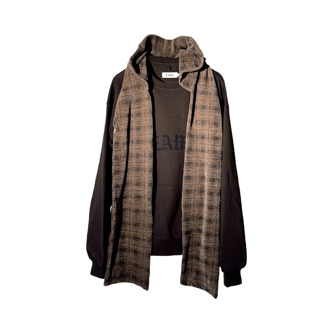 코드 디스커버드 키트 후드 머플러 오버 체크 브라운(Cord Discovered Kit Hood Muffle_Over-Check Brown) - 4