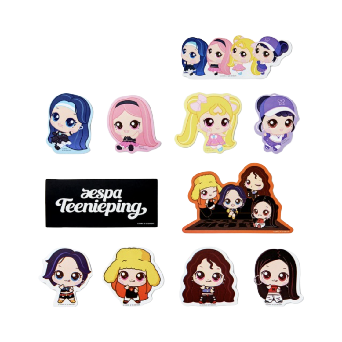 캐치! 티니핑 x 에스파 리무버블 스티커 세트(Catch! Teenieping x Aespa Removable Sticker Set) - 1