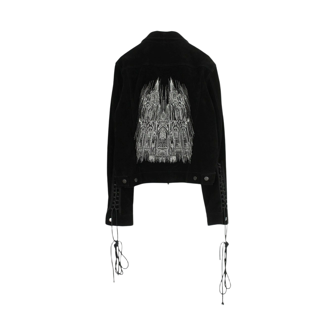 언더마이카 자수 스웨이드 트러커 자켓 블랙