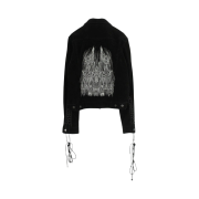 Undermycar Embroidered Suede Trucker Jacket Black