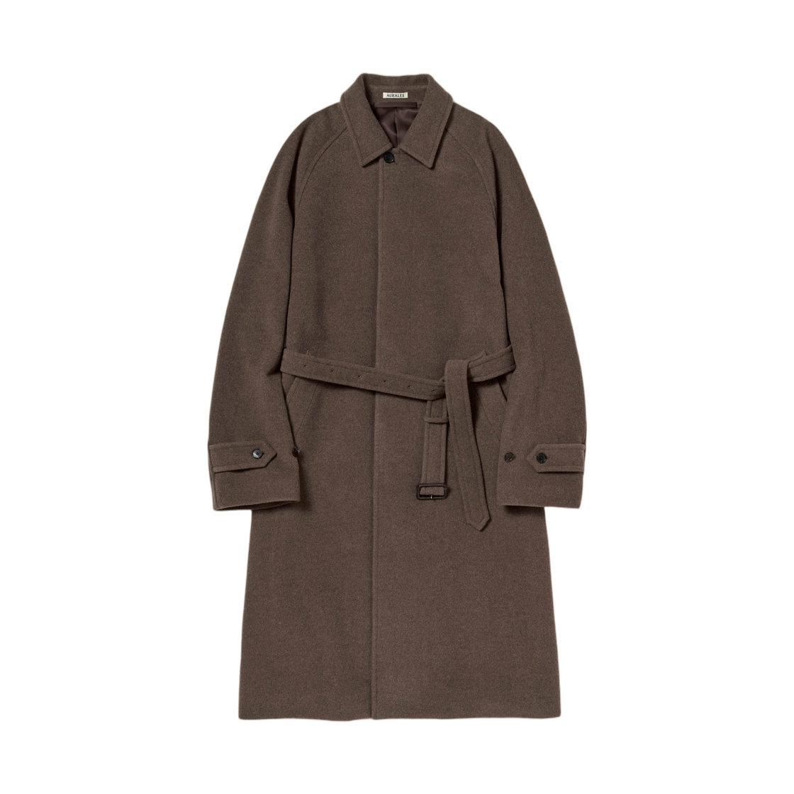 A25AC01WM Auralee Super Fine Wool Mosser Soutien Collar Coat Top Brown - 25AW