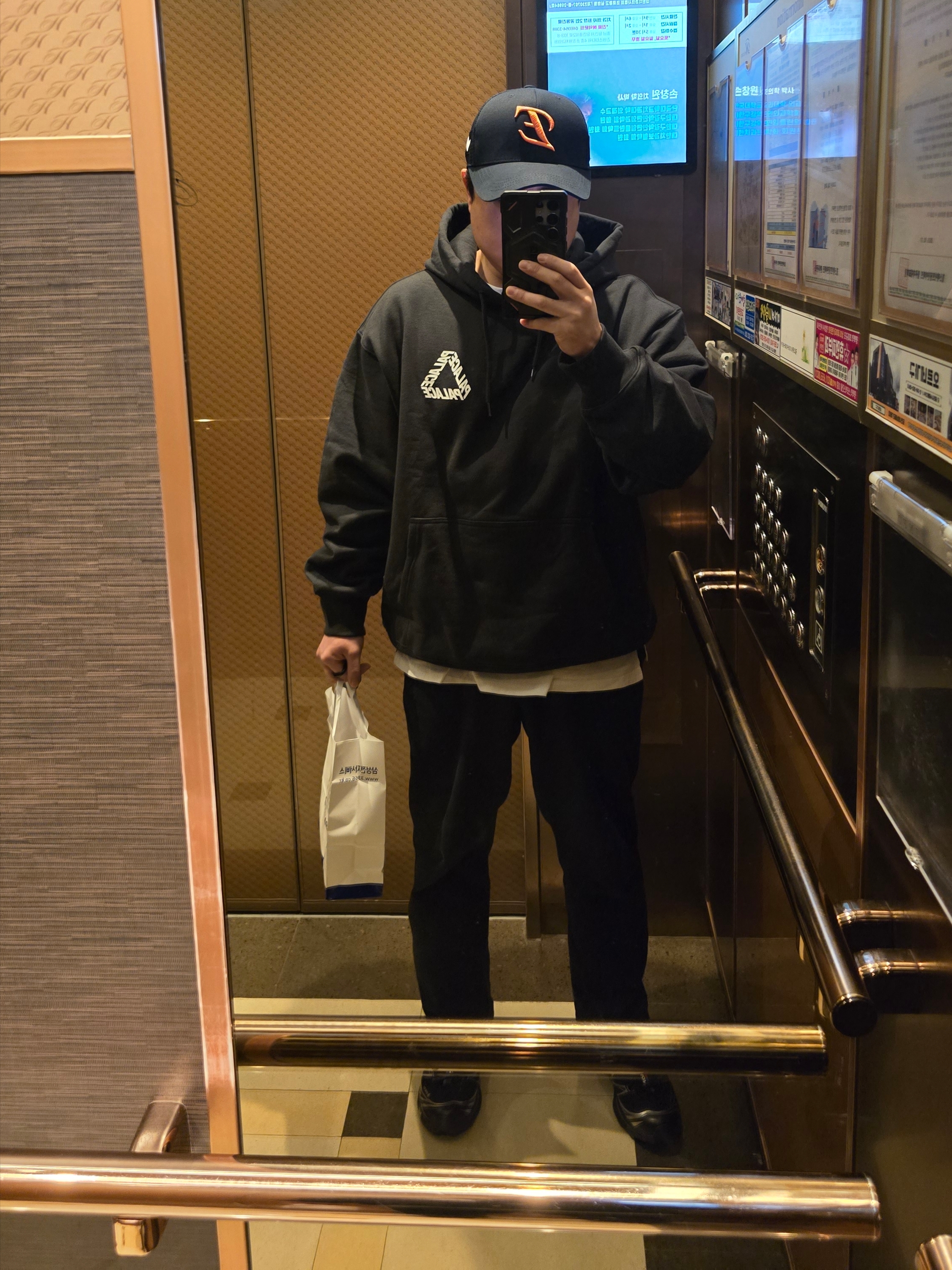 Palace P 3 Print Hood Black - 25FW, Salomon XT-6 GTX Black Silver 착용 스타일