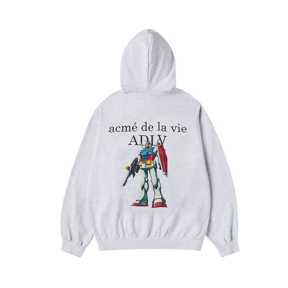 아크메드라비 모빌 슈트 건담 베이직 로고 후디 집업 멜란지(ACME DE LA VIE Mobile Suit Gundam Basic Logo Hoodie Zip Up Melange)