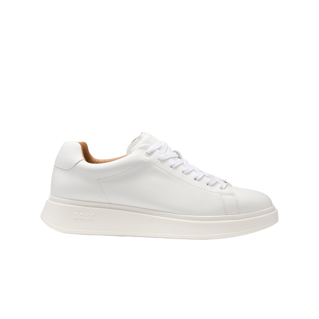 휴고 보스 러버 아웃솔 레더 트레이너 화이트(Hugo Boss Leather Trainers with Rubber Outsole White)