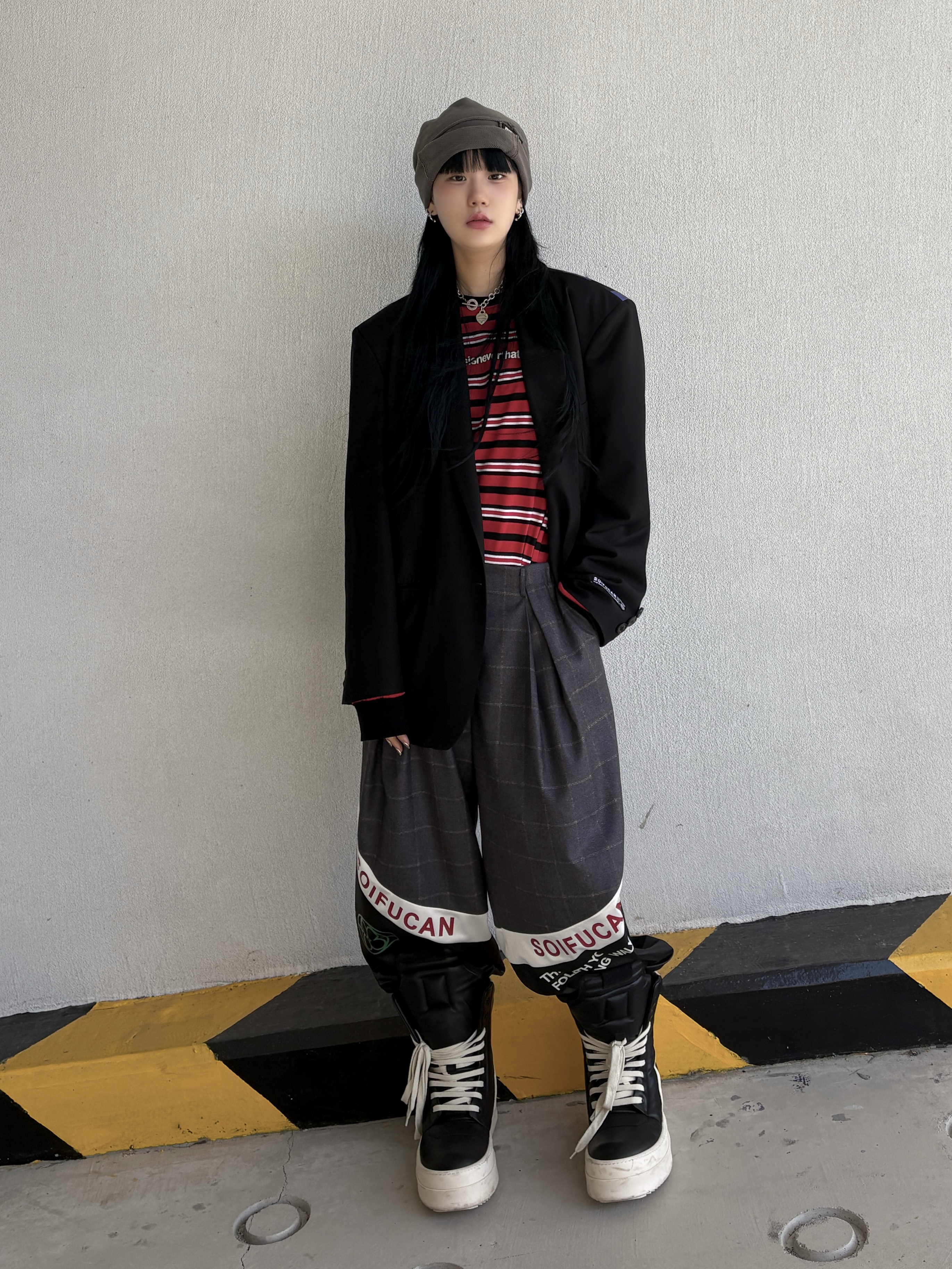 Rick Owens Mega Bumper Geobasket Black Milk 착용 스타일 - 4