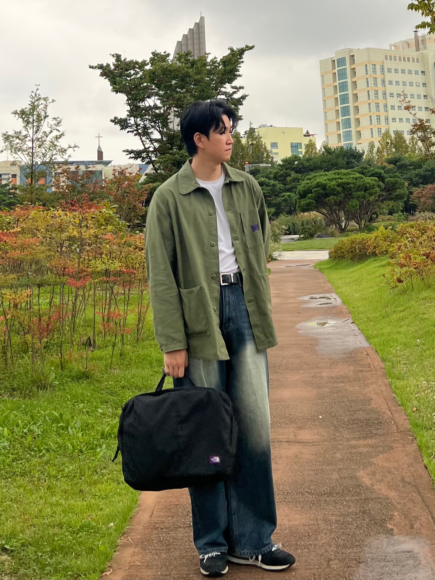 Needles D.N. Coverall Back Sateen Olive, The North Face Purple Label Mountain Wind 3Way Bag Black 착용 스타일 - 3