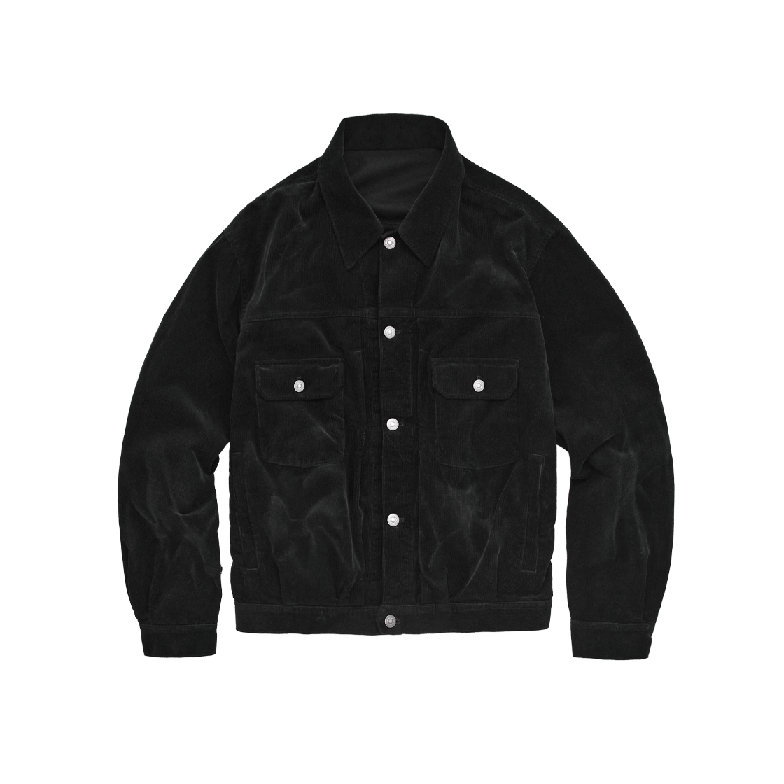 폴리테루 하프 보로 트러커 자켓 블랙