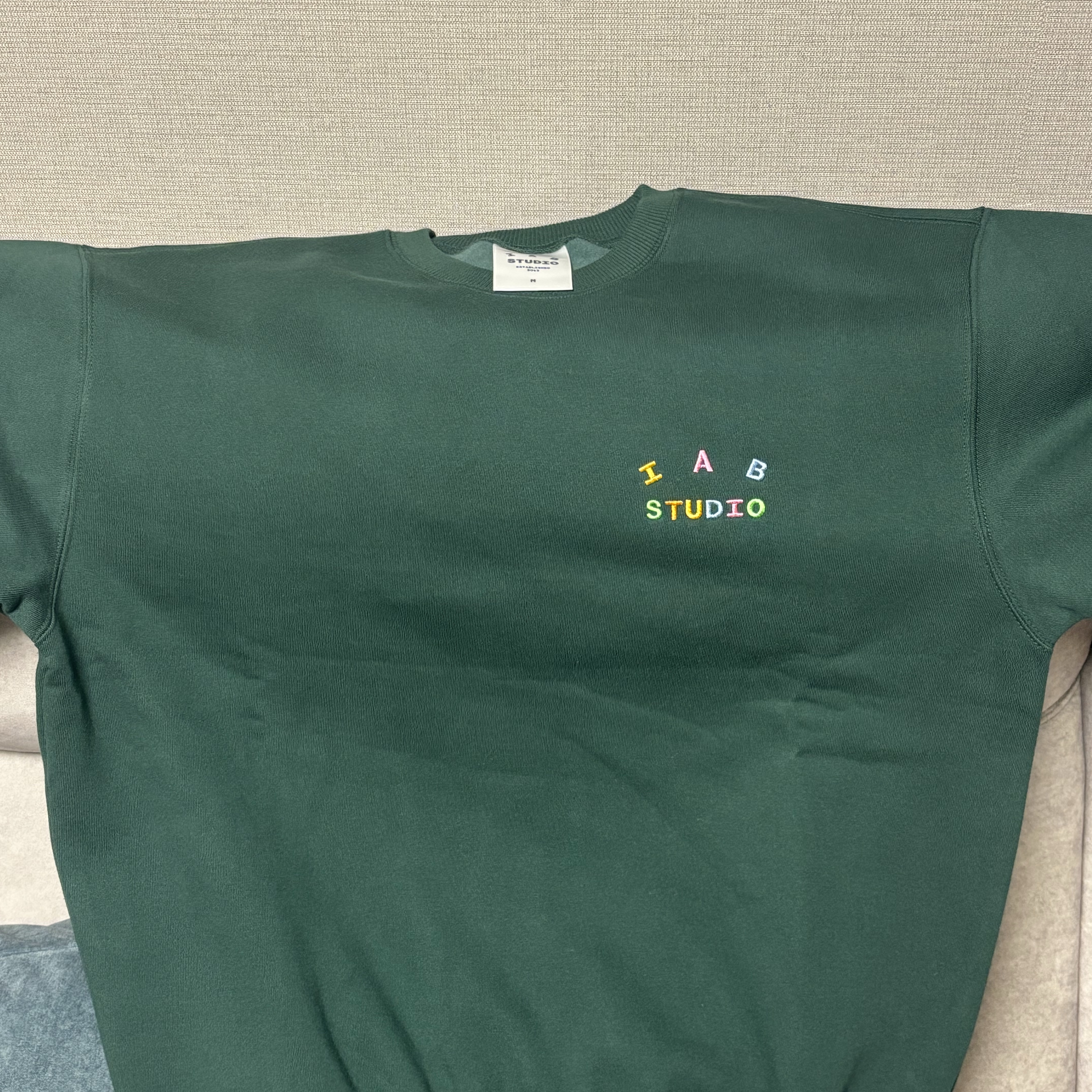 IAB Studio IAB Embroid Sweatshirt Green 착용 스타일