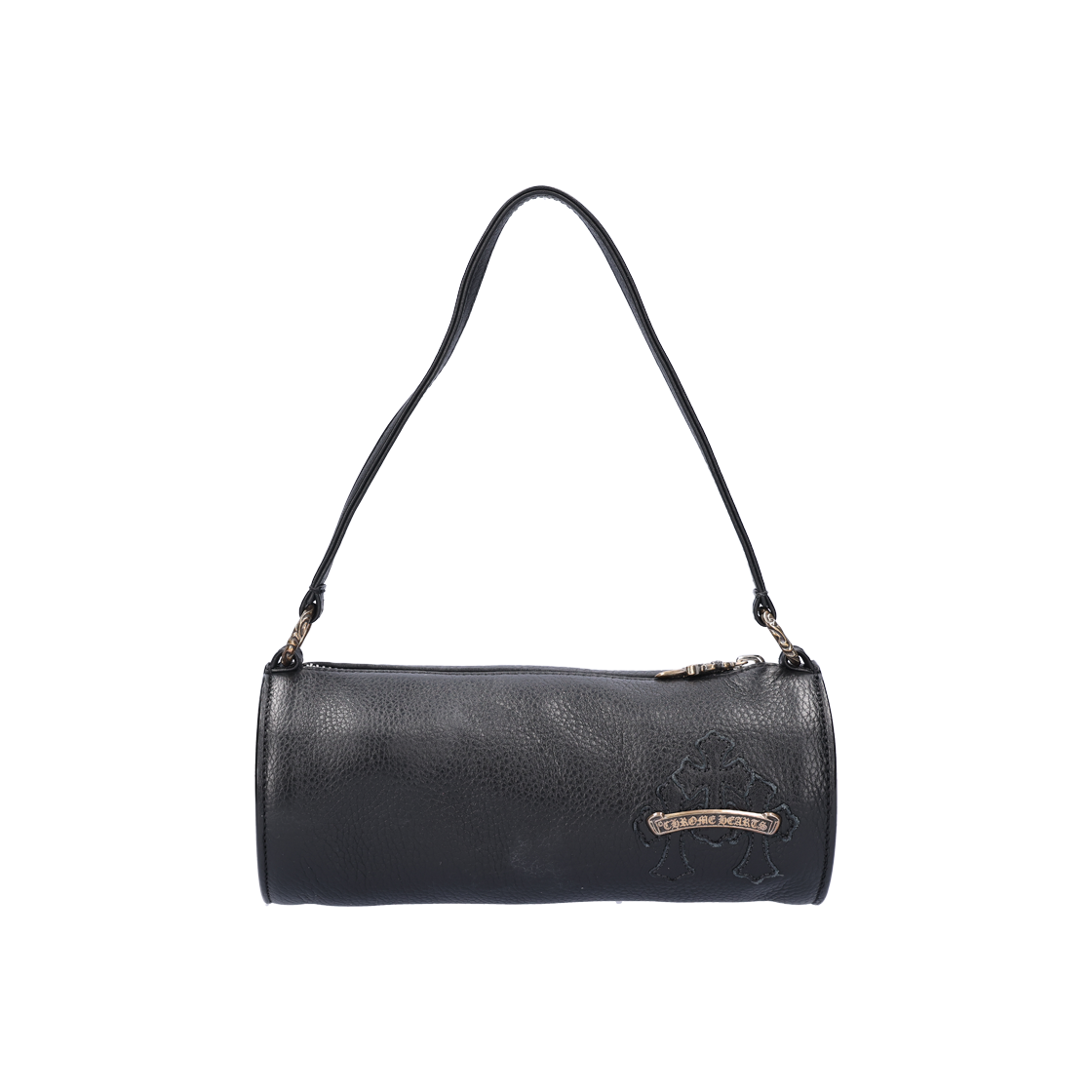 ITJEHECVUD9N Chrome Hearts Cemetery Cross Tube Bag Black Leather