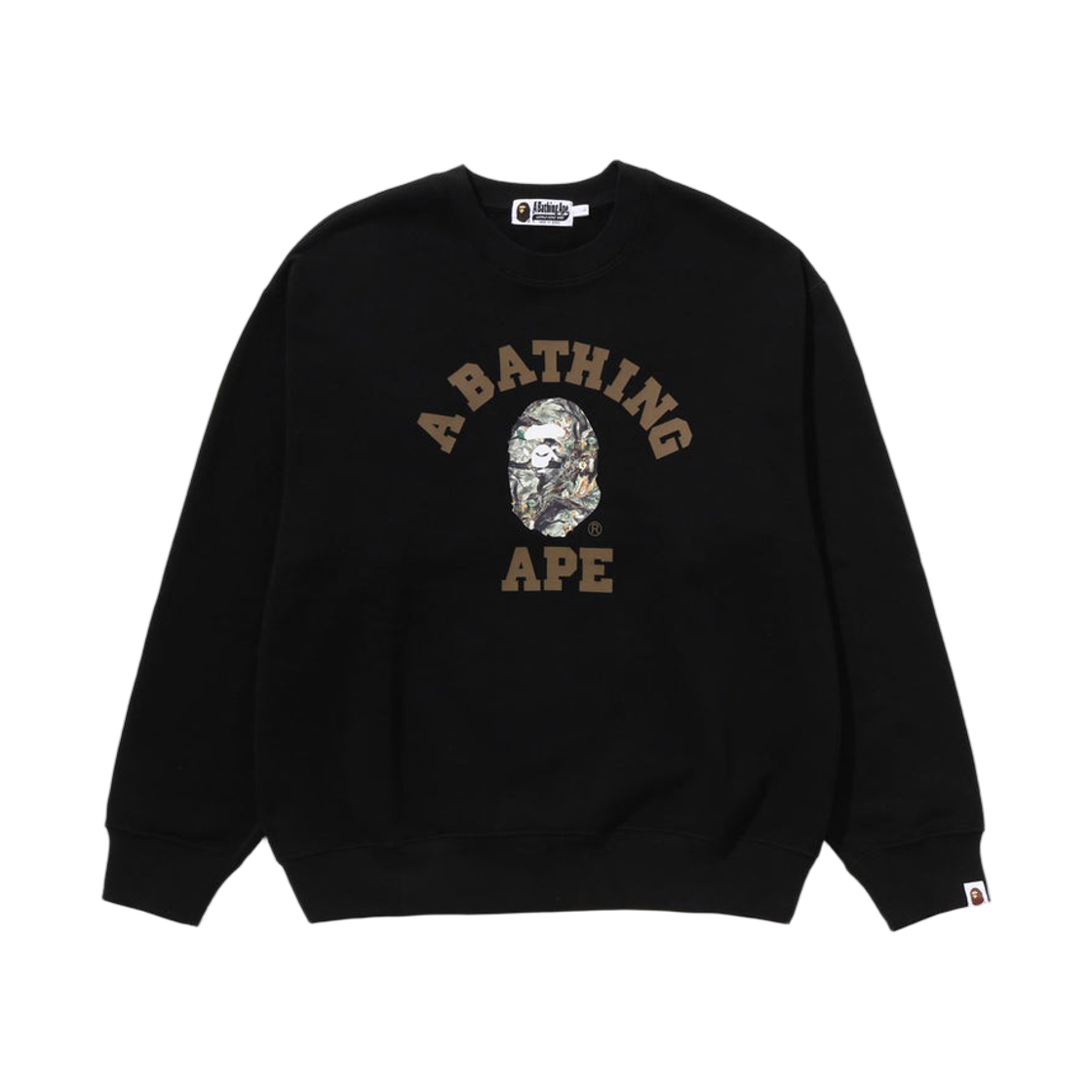 - BAPE Tree Edge Camo College Relaxed Fit Crewneck Sweatshirt #1 Black