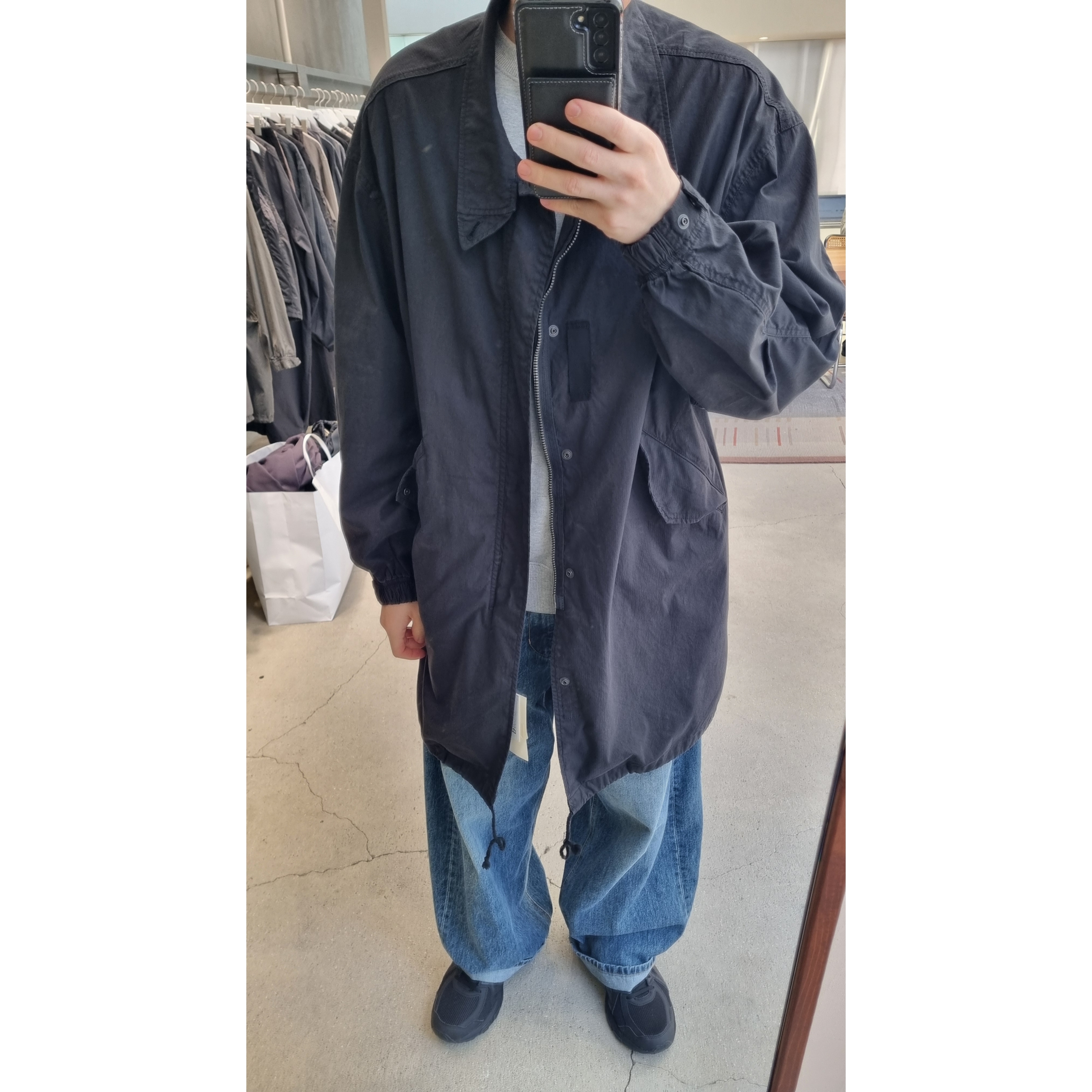 Asics Jog 100 T Black - 4E Extra Wide, Polyteru Dell Parka Black 착용 스타일 - 1