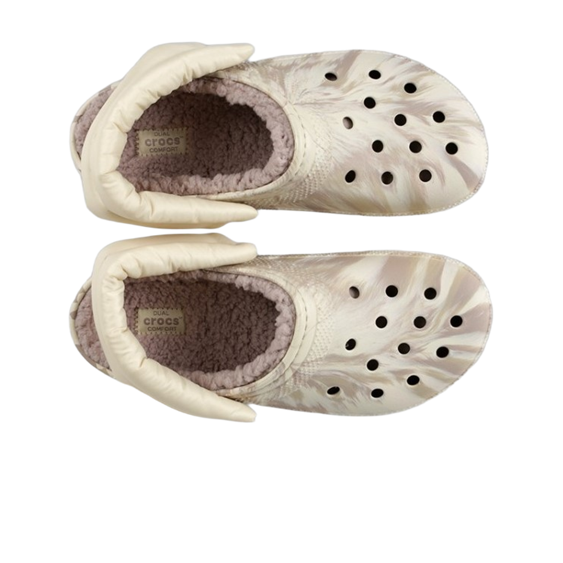 크록스 클래식 퍼프 스트랩 마블드 라인드 클로그 본 멀티(Crocs Classic Puff Strap Marbled Lined Clog Bone Multi) - 2