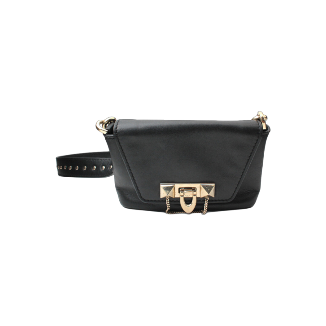 ITHR8ABU7E7H Valentino Black Leather Rockstud Mini Crossbody & Clutch Bag