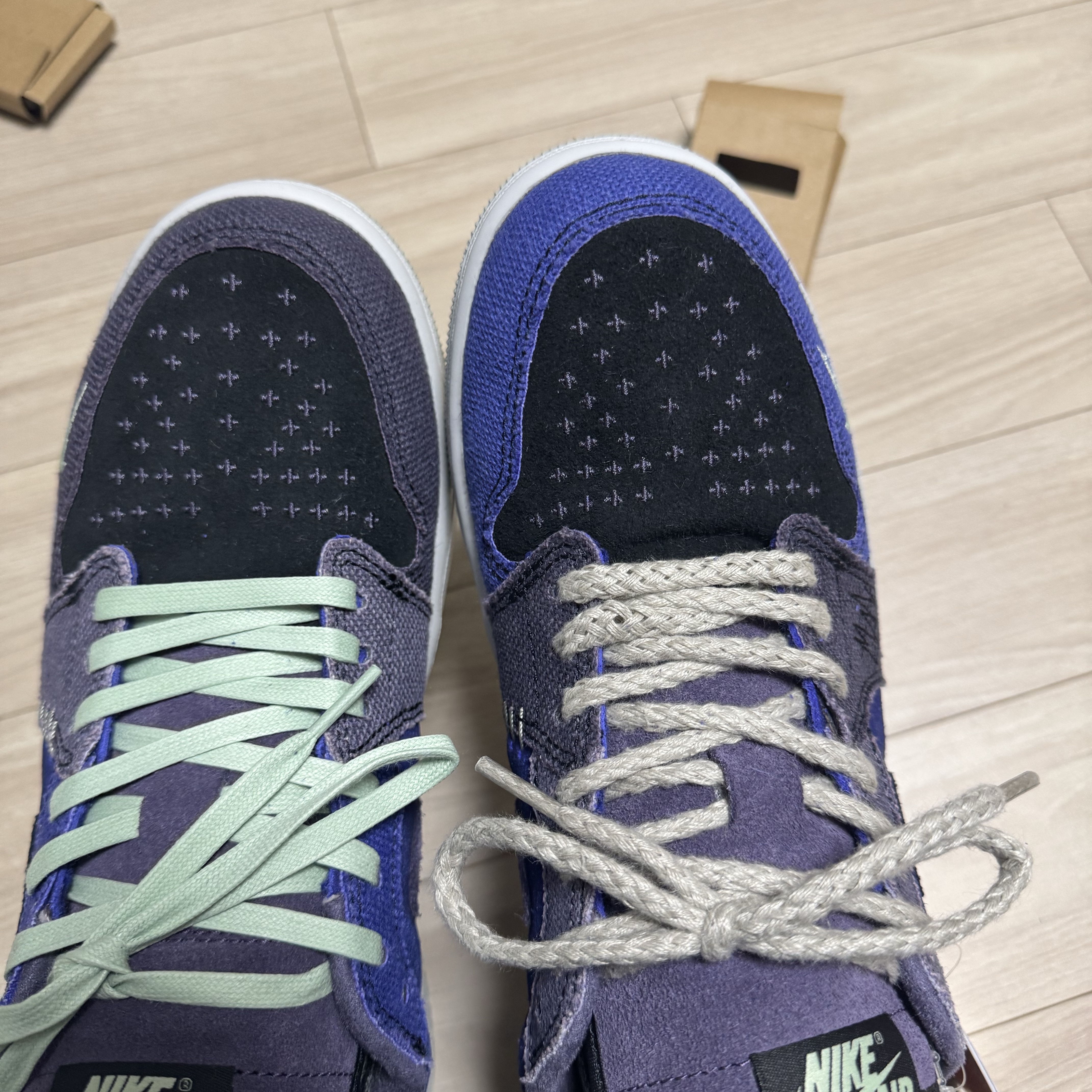 Jordan 1 x Zion Williamson Retro Low OG Regency Purple and Dark Raisin 착용 스타일 - 3