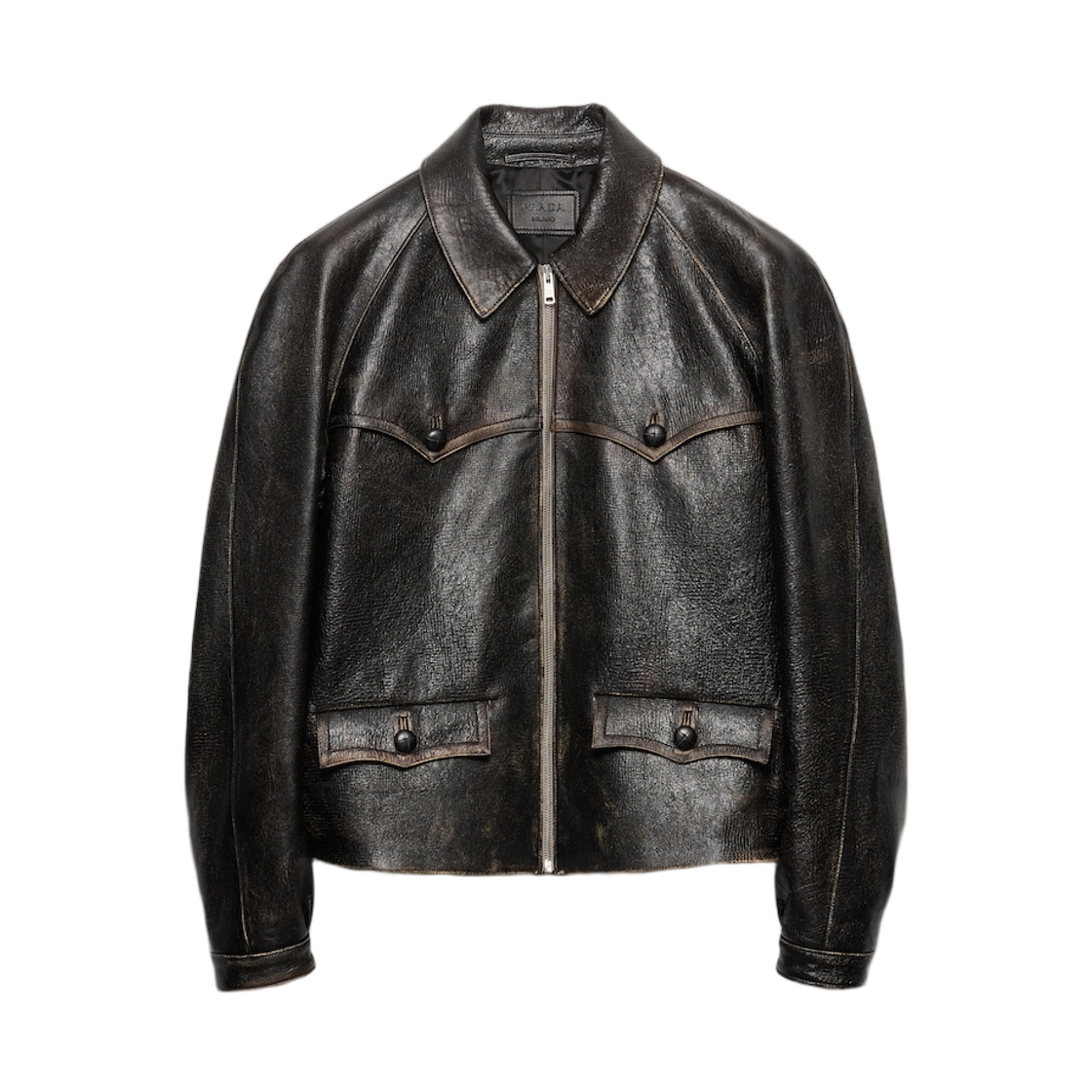 UPW596-18OL-F0002 Prada Nappa Leather Jacket Black