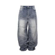 Awende Blue Wide Biker Jeans