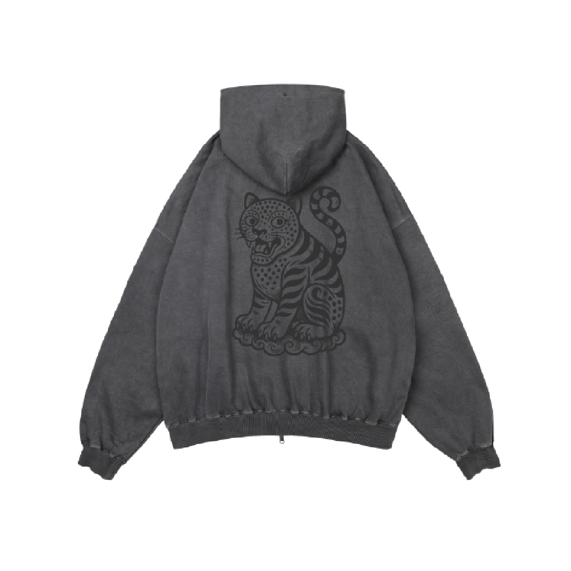 한국 호랑이 집업 후디 그레이(Hevets Korean Tiger Zip-up Hoodie Gray) - 3