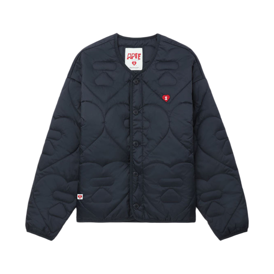 (W) 베이프 하트 퀼티드 아미 라이너 자켓 네이비((W) BAPE Heart Quilted Army Liner Jacket Navy)