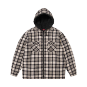 Supreme Lined Zip Up Hooded Flannel Shirt Light Tan - 25FW