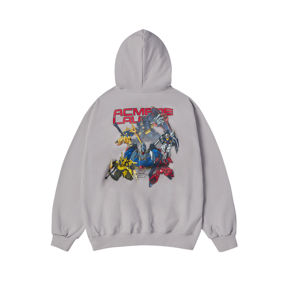 25FW-TP-HD-CO-GDM-LGR ACME DE LA VIE Mobile Suit Z Gundam Mobile Suit Hoodie Light Gray