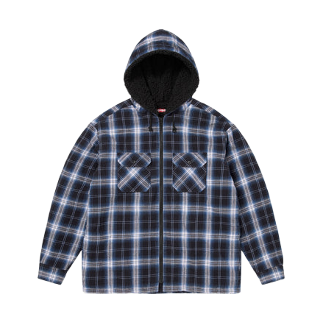 - Supreme Lined Zip Up Hooded Flannel Shirt Black - 25FW