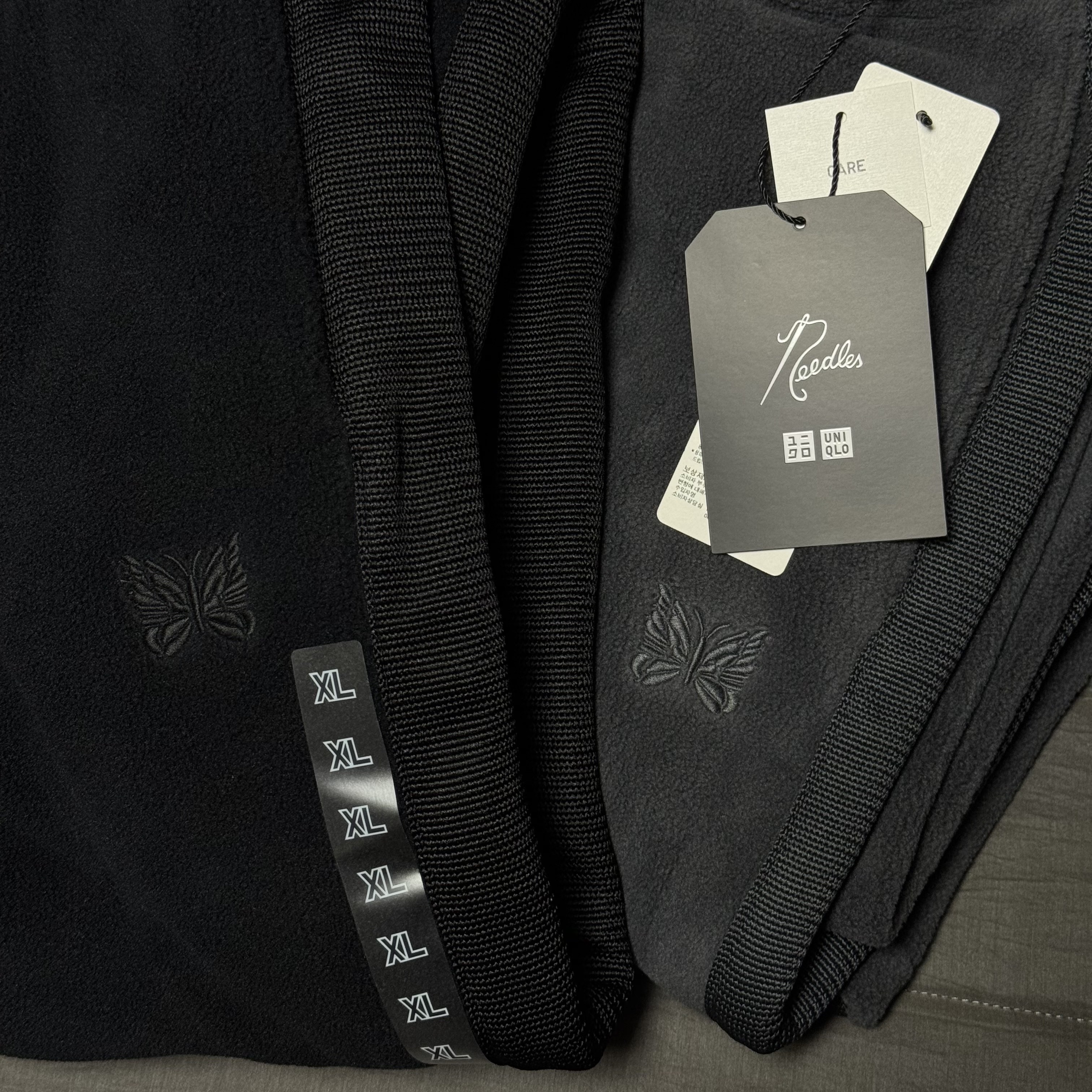 Uniqlo x Needles Fleece Wide Pants Dark Gray - KR, Uniqlo x Needles Fleece Wide Pants Black - KR 착용 스타일
