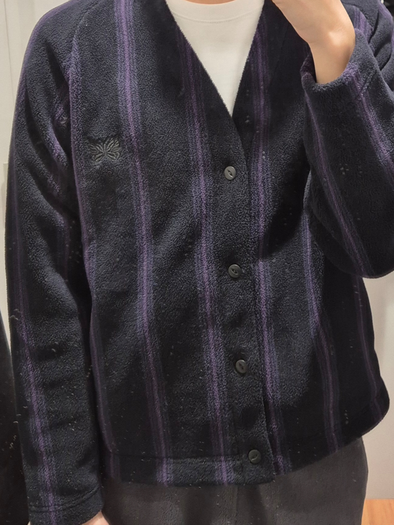 Uniqlo x Needles Fleece Oversized Cardigan Black - KR 착용 스타일 - 1