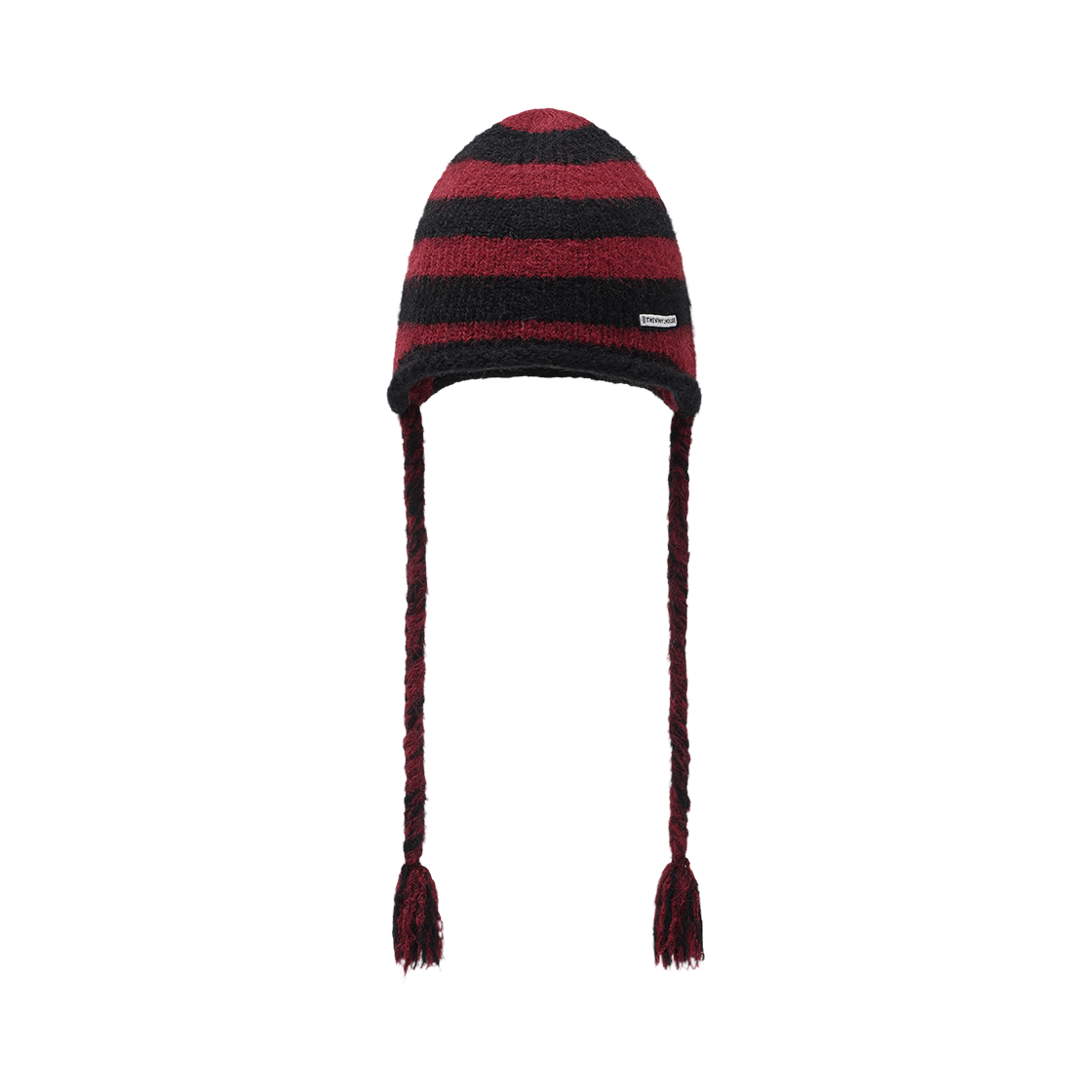 VH2FWUAB76ARE Thevinylhouse Ear Flap Stripe Beanie Red