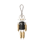Prada Robot Saffiano Leather Key Ring Charm Black