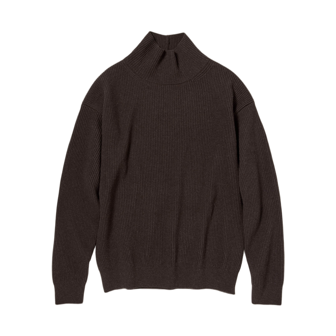 A25AT03RK Auralee Super Fine Wool Rib Knit Turtle Top Brown - 25AW
