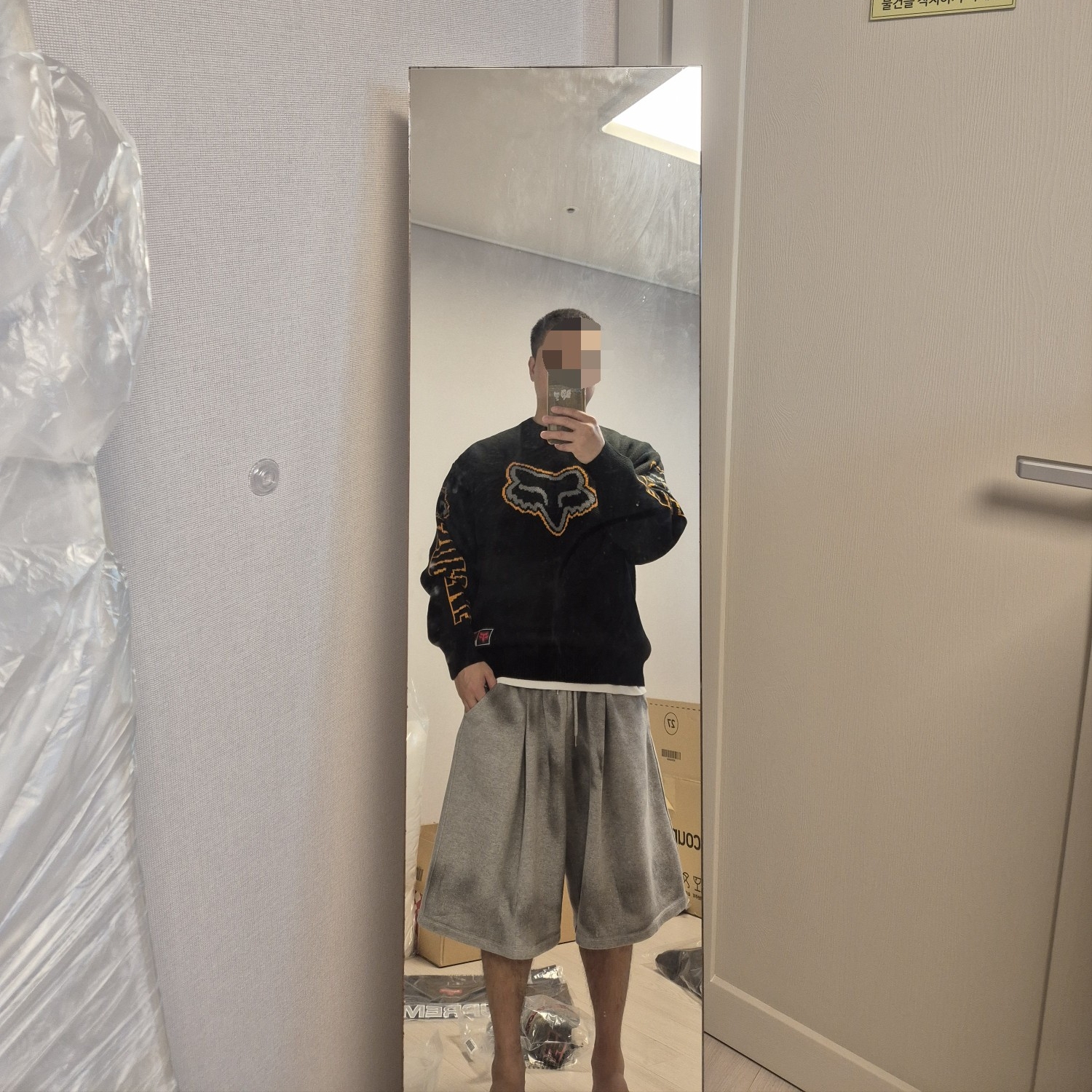 Supreme x Fox Racing Sweater Black - 25FW 착용 스타일 - 1