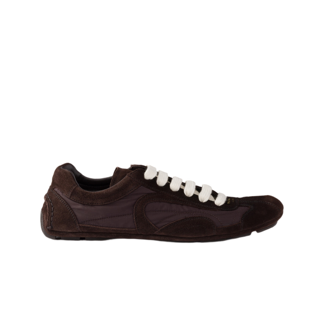 1E247O-D7C-F0201 (W) Prada Montecarlo Suede And Re-Nylon Sneakers Coffee