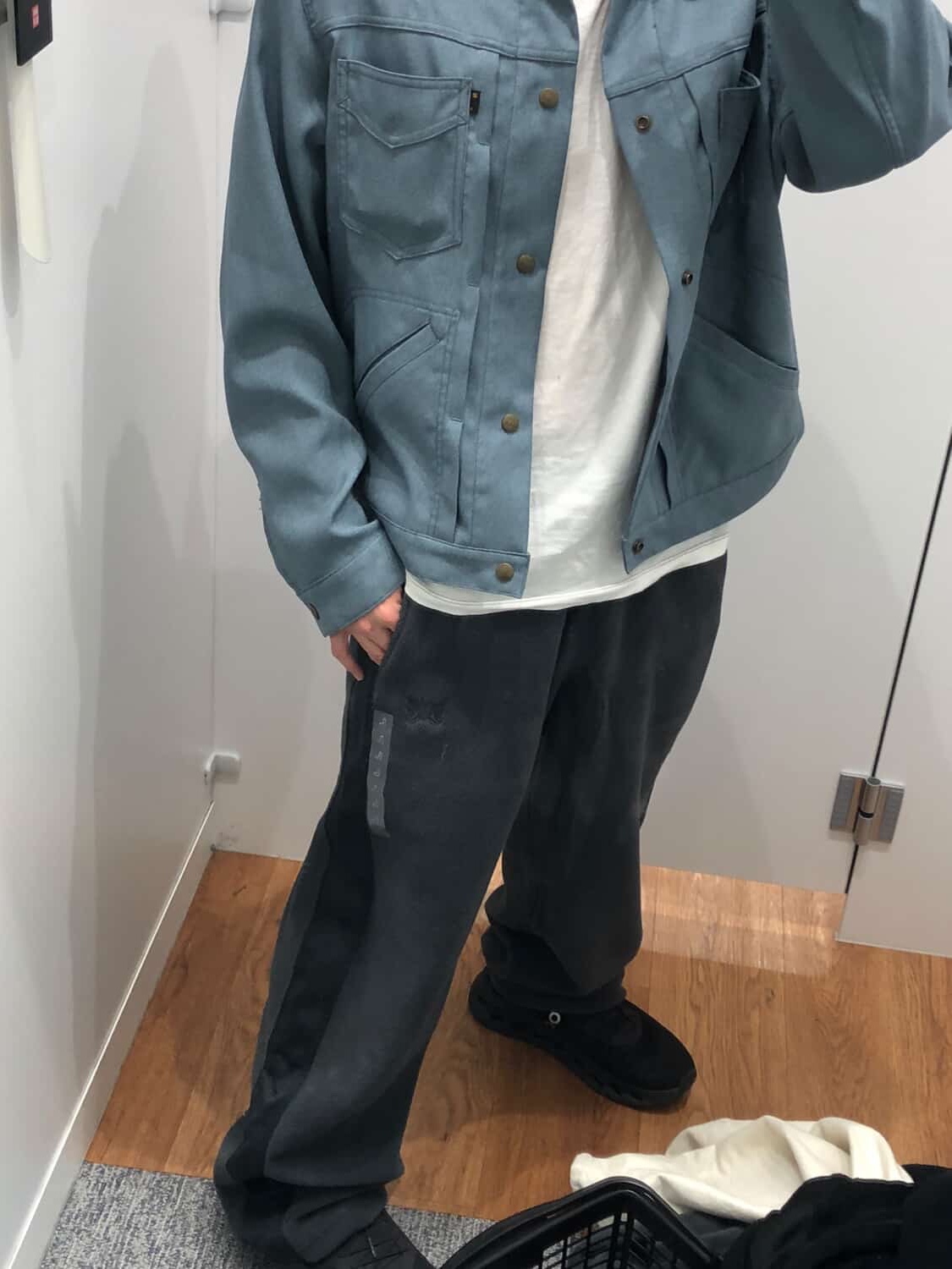 Uniqlo x Needles Fleece Wide Pants Black - KR 착용 스타일