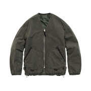 Polyteru Reversible Liner Jacket Used Olive + Quilted Green