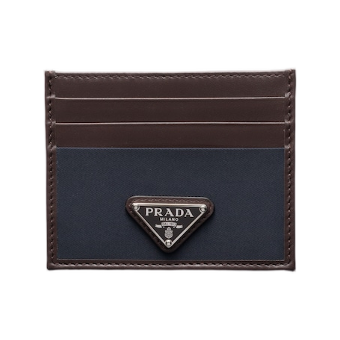 2MC025-2DW3-F0008 Prada Re-Nylon And Leather Card Holder Navy
