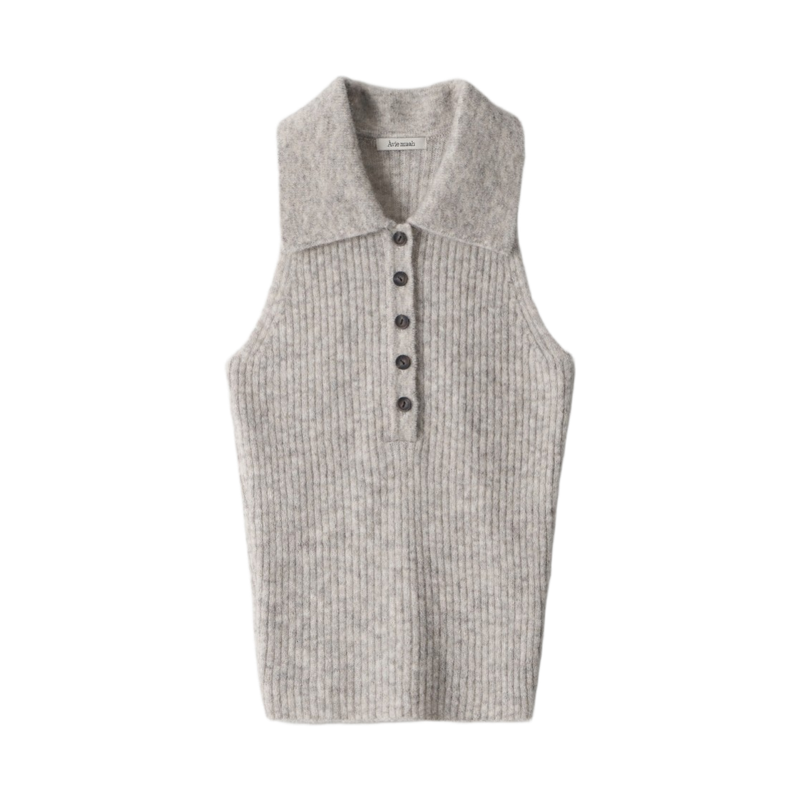 (W) 아비에무아 모헤어 립드 홀터 니트 베스트 오트밀((W) Aviemuah Mohair Ribbed Halter Knit Vest Oatmeal)