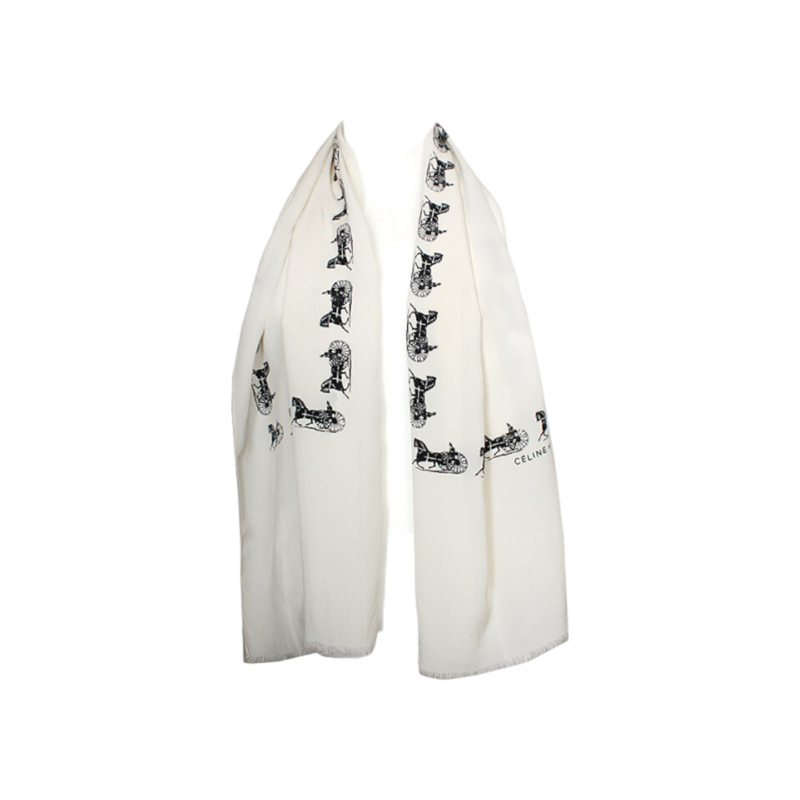 ITRJTC4G3KRW Celine Carriage Ivory Silk Long Scarf