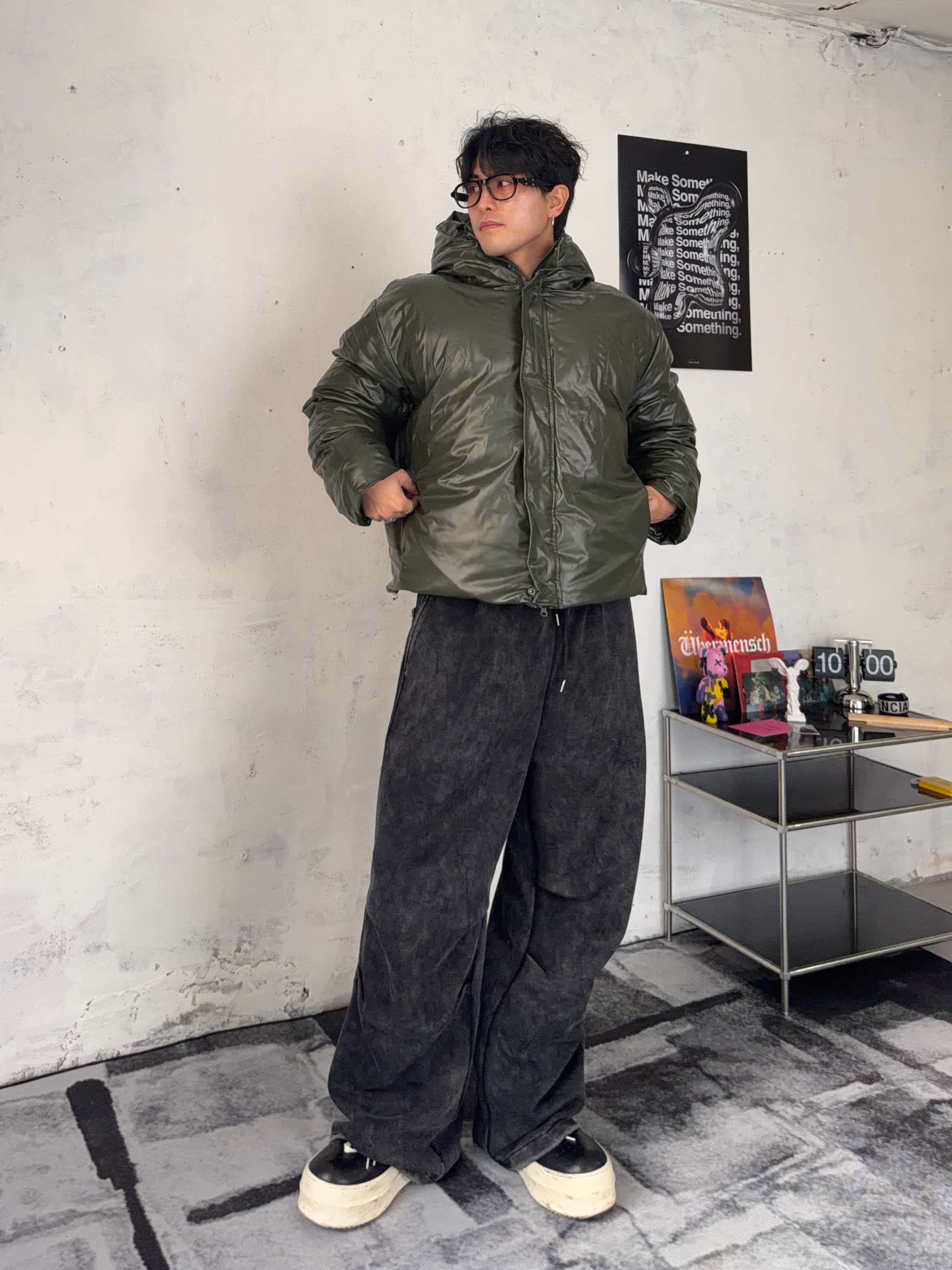 Rick Owens Mega Bumper Geobasket Black Milk, Gentle Monster x Maison Margiela MM113 Black Clear 착용 스타일 - 2