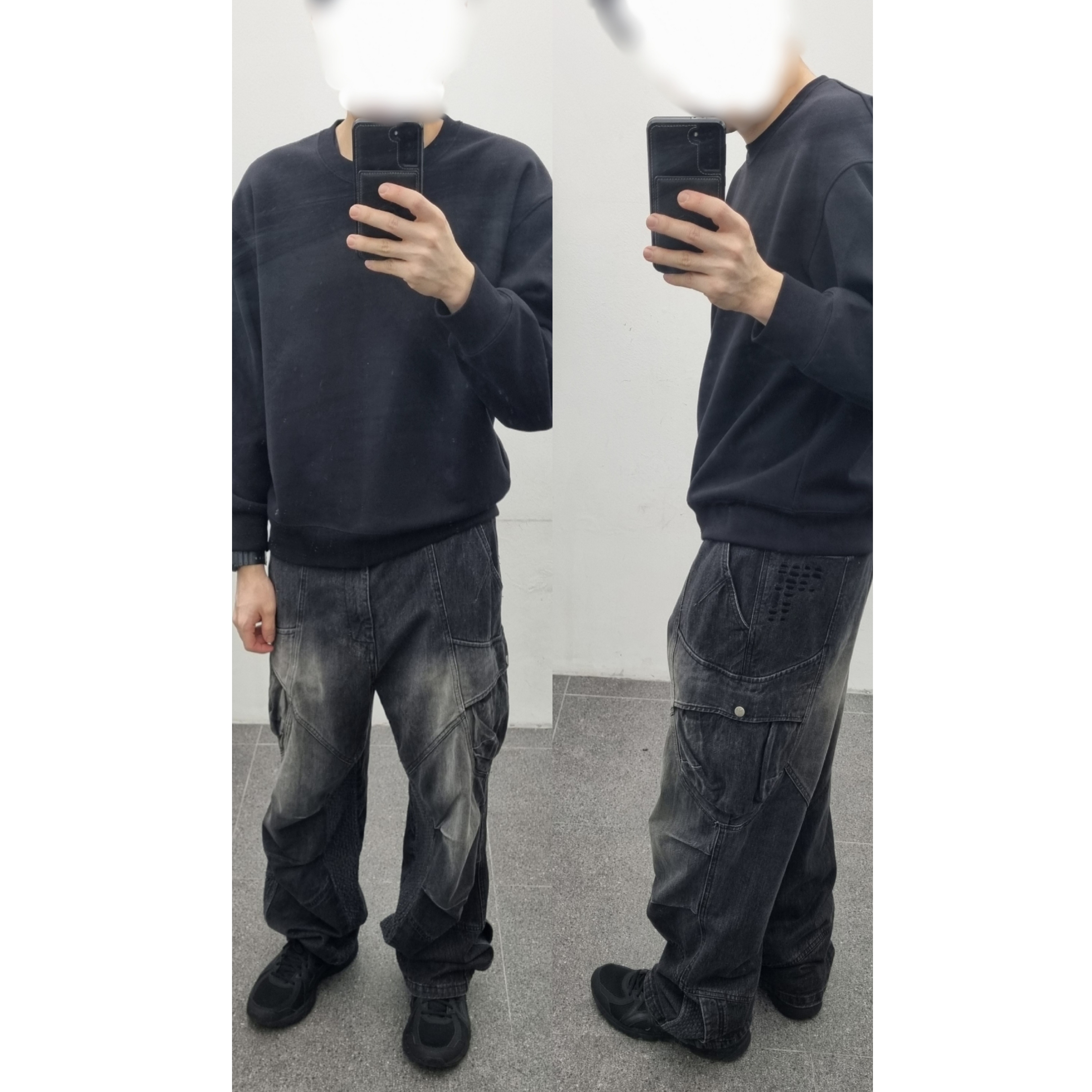Ignota Core:10 Washed Cargo Pants Black Denim 착용 스타일 - 1