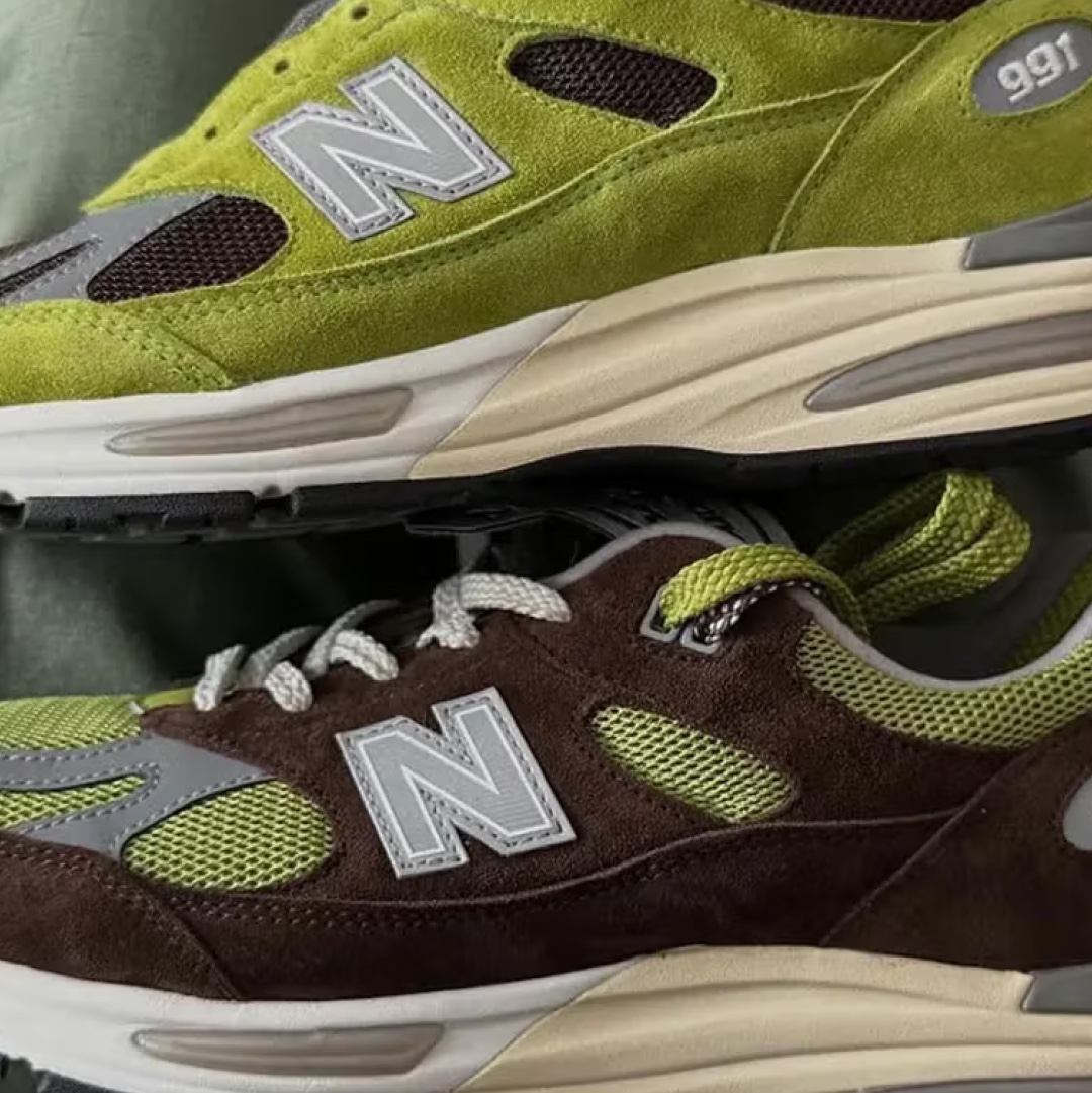 New Balance × Danielle Cathari 991v2 Chocolate Brown Pistachio 착용 스타일 - 2