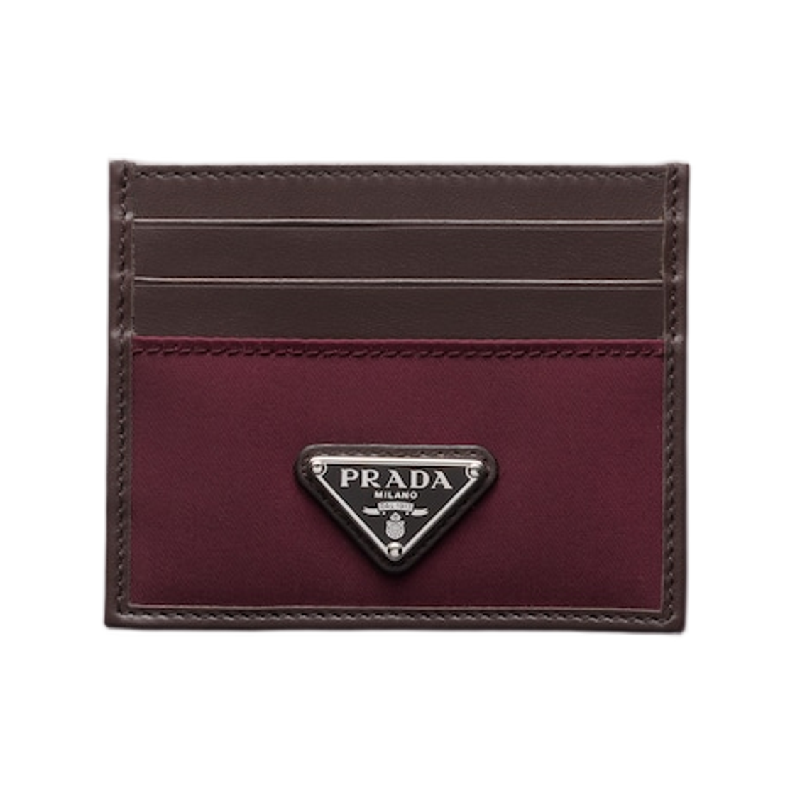 2MC025-2DW3-F0007 Prada Re-Nylon And Leather Card Holder Burgundy