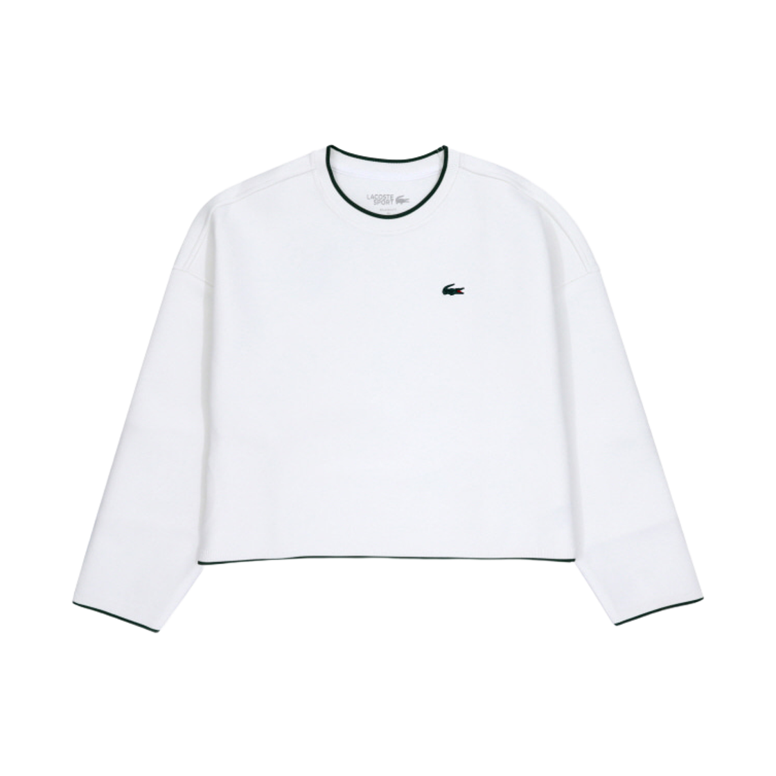 (W) 라코스테 트레이닝 크루넥 스웨트셔츠 화이트 그린((W) Lacoste Training Crewneck Sweatshirt White Green)
