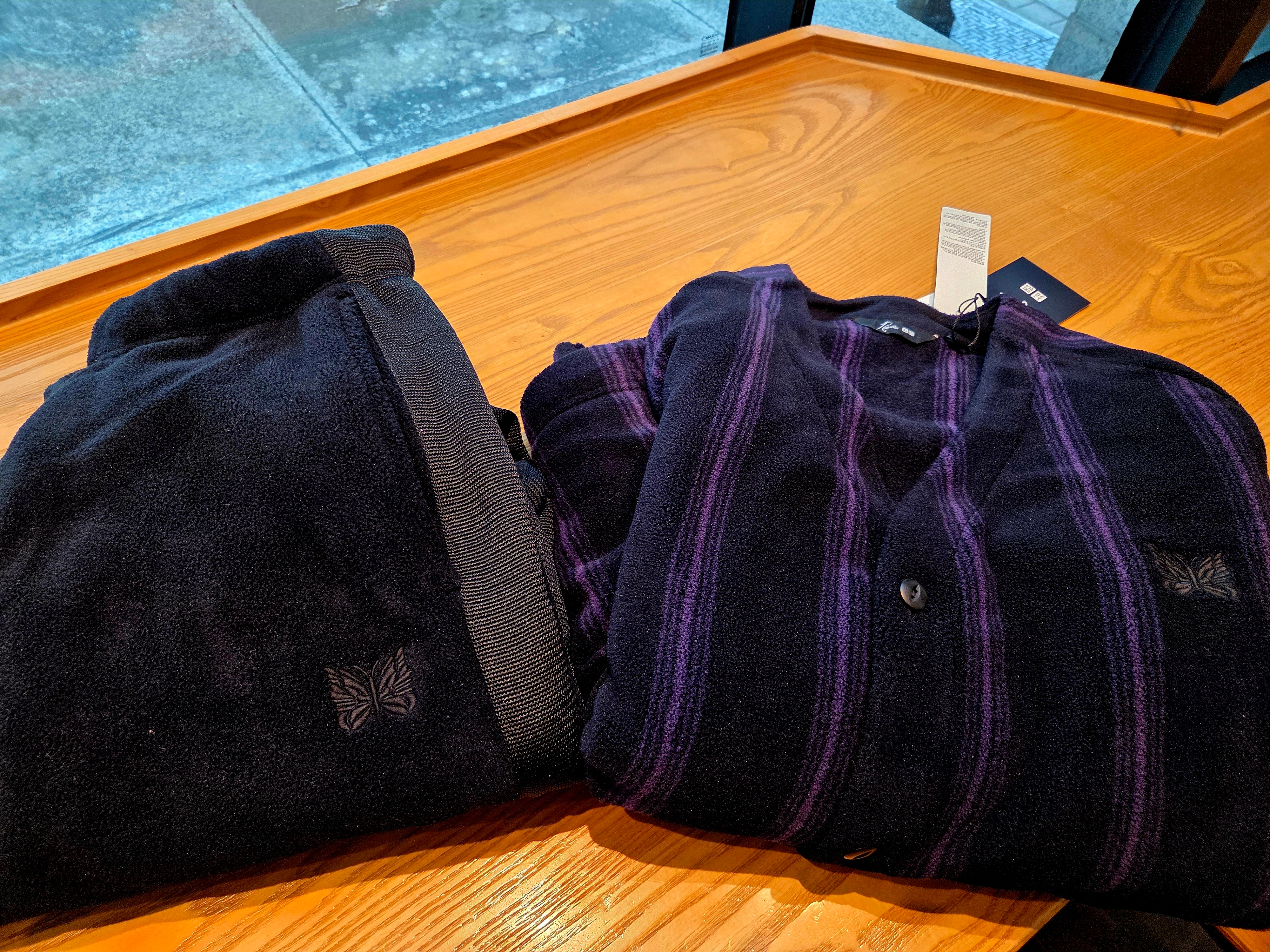 Uniqlo x Needles Fleece Oversized Cardigan Black - KR, Uniqlo x Needles Fleece Wide Pants Black - KR 착용 스타일