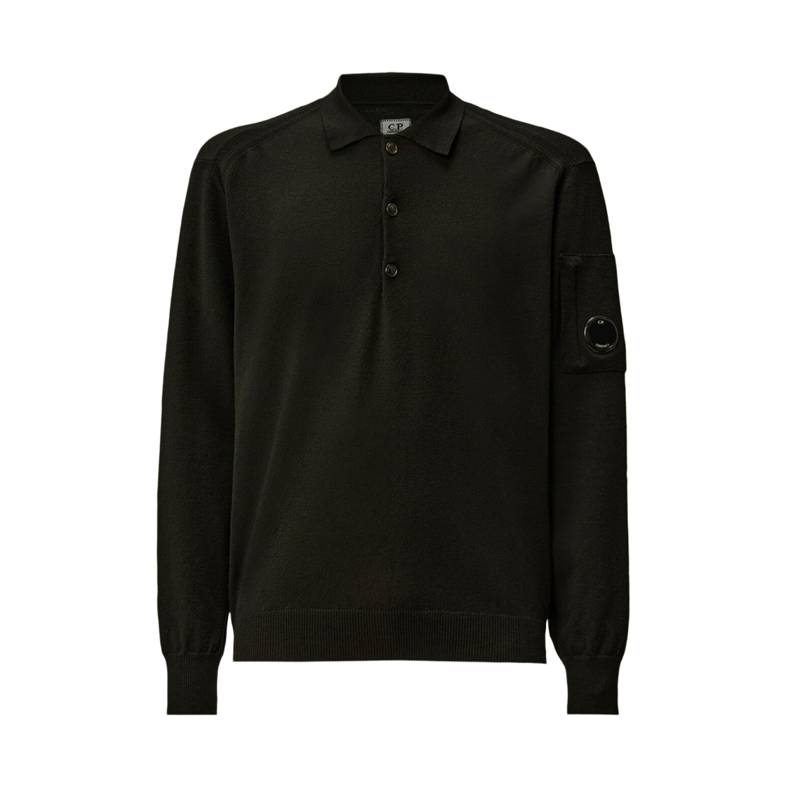 19CMKN038A005528A999 C.P. Company Extrafine Merino Wool Polo Sweater Black - 25FW
