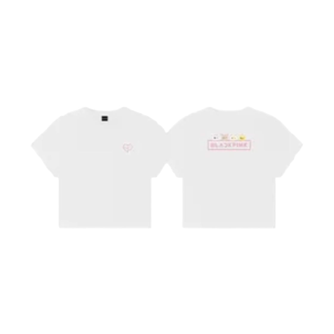 블랙핑크 뛰어 캐릭터 티셔츠 슬림 크롭 핏 화이트(Blackpink Jump Character T-Shirt Slim Crop Fit White)