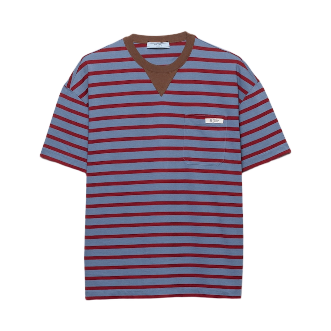 3575B-18V8-F04Y5 (W) Prada Oversized Striped Jersey T-Shirt Air Force Blue Amaranth