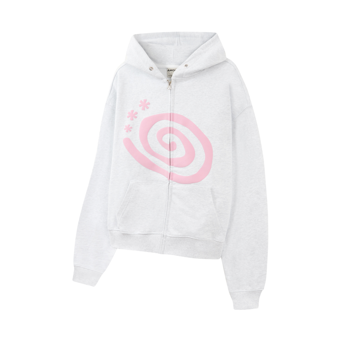 아모우 몰리 후드집업 화이트 멜란지(AMOU Molly Hoodie Zip Up White Melange)