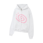 AMOU Molly Hoodie Zip Up White Melange
