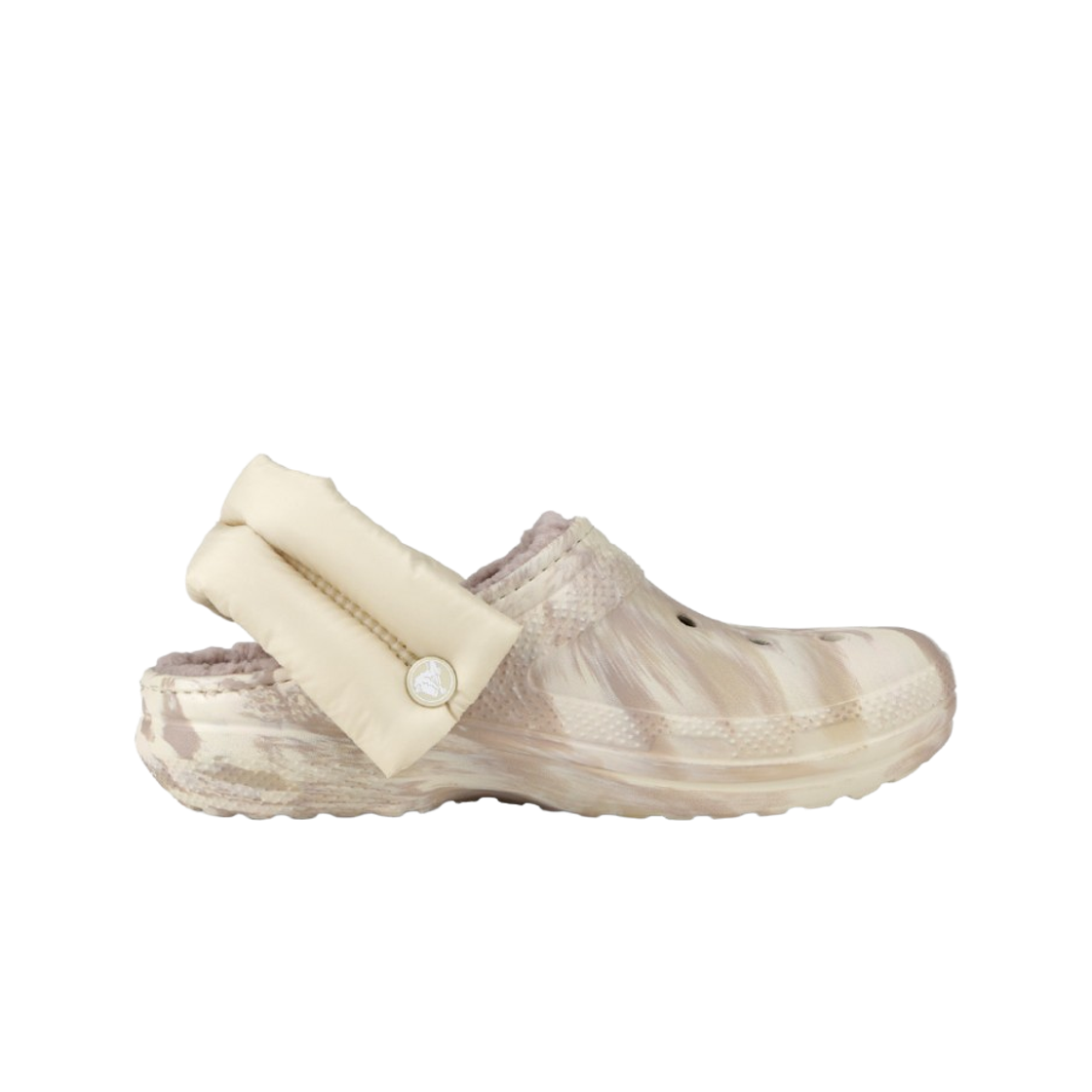 크록스 클래식 퍼프 스트랩 마블드 라인드 클로그 본 멀티(Crocs Classic Puff Strap Marbled Lined Clog Bone Multi)