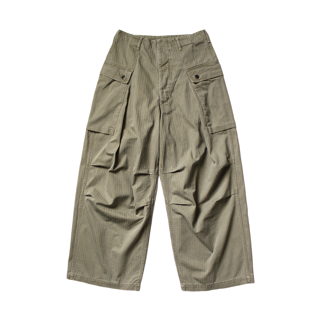 캐피탈 헤링본 점보 몽키 팬츠 카키(Kapital Herringbone Jumbo Monkey Pants Khaki) - 1